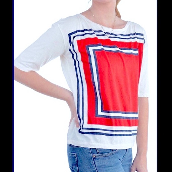 J. Crew Colorblock Square Geometric Top Small - Picture 1 of 7